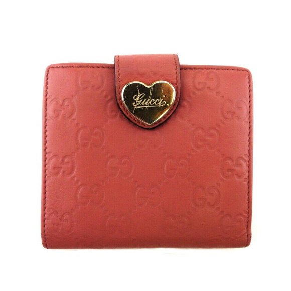 Authenticity guaranteeed  GUCCI W Hook Wallet Gucci Ma Pink Leather - Picture 1 of 11